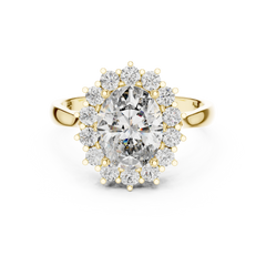 Radiant Oval Sunburst Halo Ring