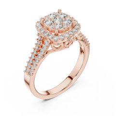 Grandeur Cluster Halo Split-Shank Ring
