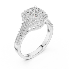 Grandeur Cluster Halo Split-Shank Ring