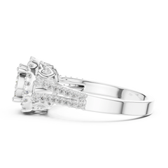 Grandeur Cluster Halo Split-Shank Ring