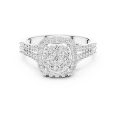Grandeur Cluster Halo Split-Shank Ring
