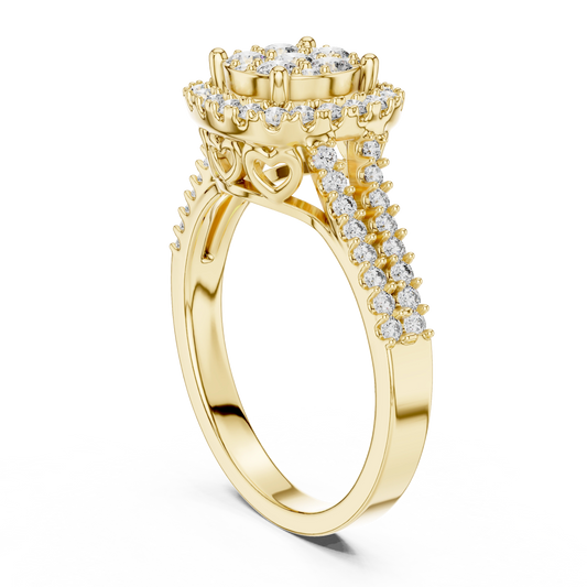 Grandeur Cluster Halo Split-Shank Ring