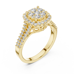 Grandeur Cluster Halo Split-Shank Ring