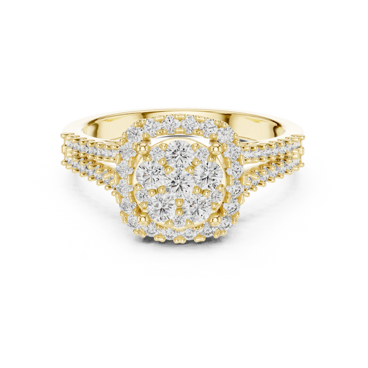 Grandeur Cluster Halo Split-Shank Ring
