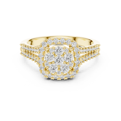 Grandeur Cluster Halo Split-Shank Ring