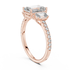 Aurevia Legacy Emerald Three-Stone Pave Ring