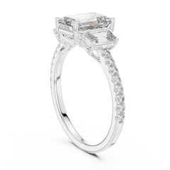 Aurevia Legacy Emerald Three-Stone Pave Ring