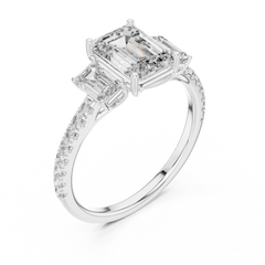 Aurevia Legacy Emerald Three-Stone Pave Ring