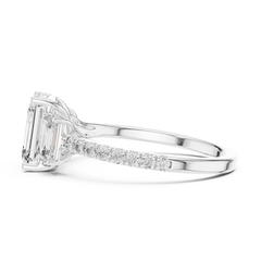 Aurevia Legacy Emerald Three-Stone Pave Ring