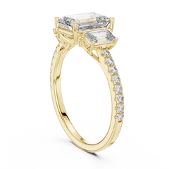 Aurevia Legacy Emerald Three-Stone Pave Ring