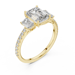 Aurevia Legacy Emerald Three-Stone Pave Ring