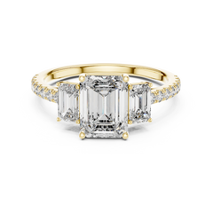 Aurevia Legacy Emerald Three-Stone Pave Ring