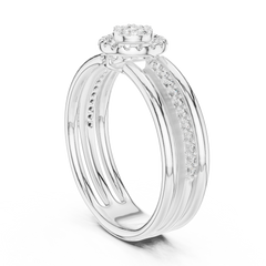 Triple-Row Halo Statement Ring