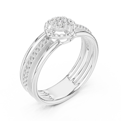 Triple-Row Halo Statement Ring