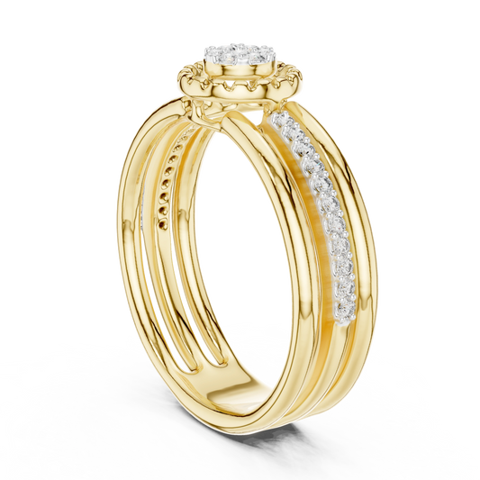 Triple-Row Halo Statement Ring