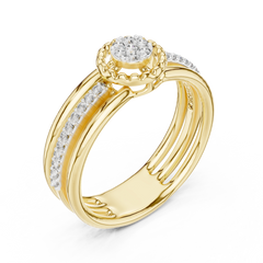 Triple-Row Halo Statement Ring