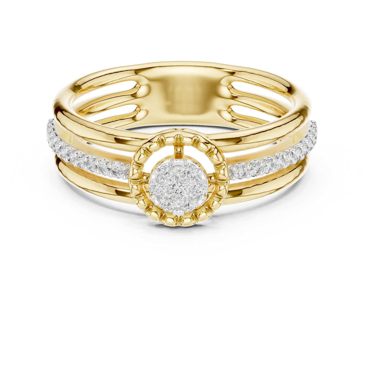 Triple-Row Halo Statement Ring