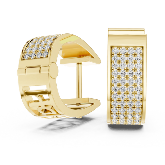 Luxe Wide Pave Panel Huggie Earrings