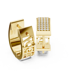Aurevia Luxe Wide Pave Panel Huggie Earrings