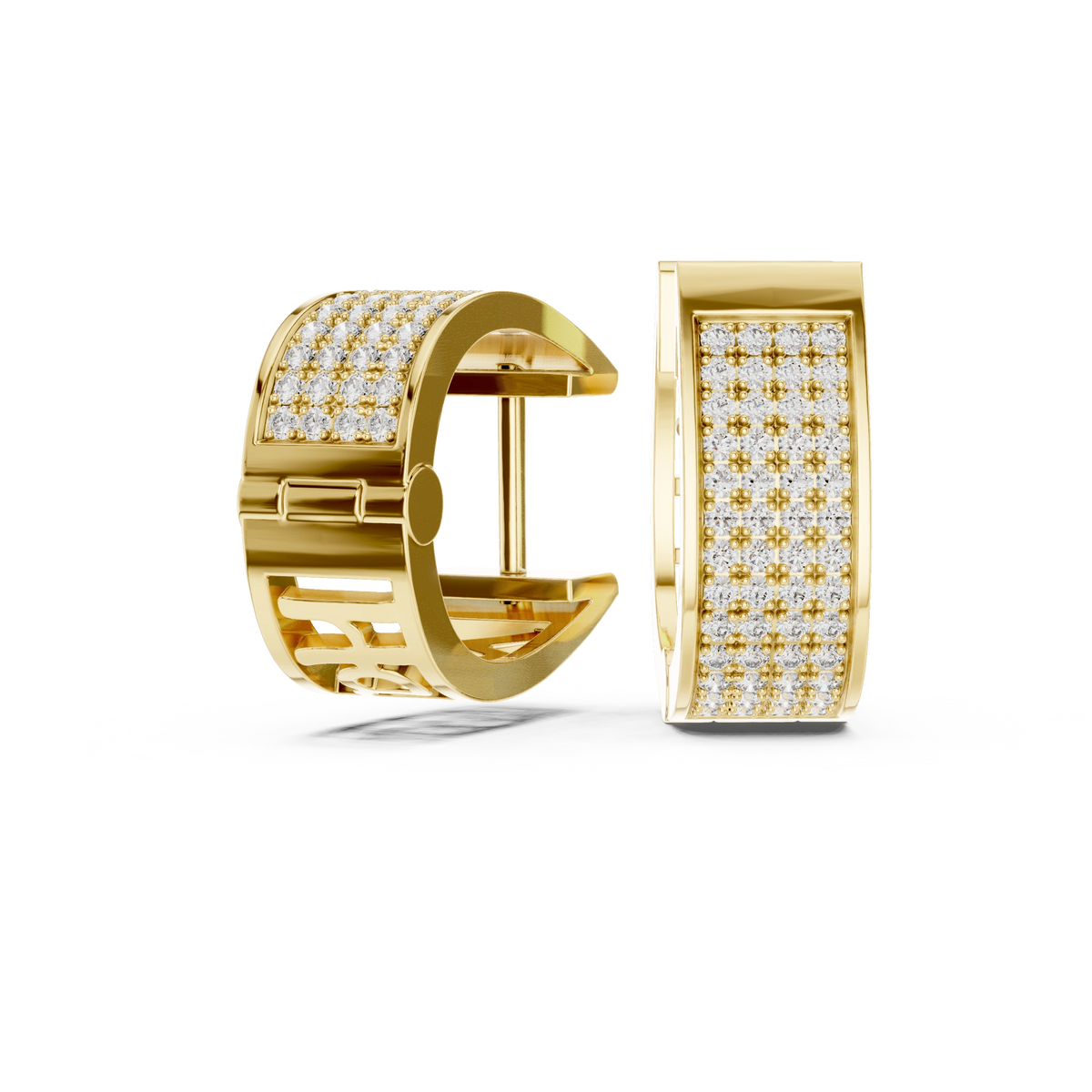 Aurevia Luxe Wide Pave Panel Huggie Earrings