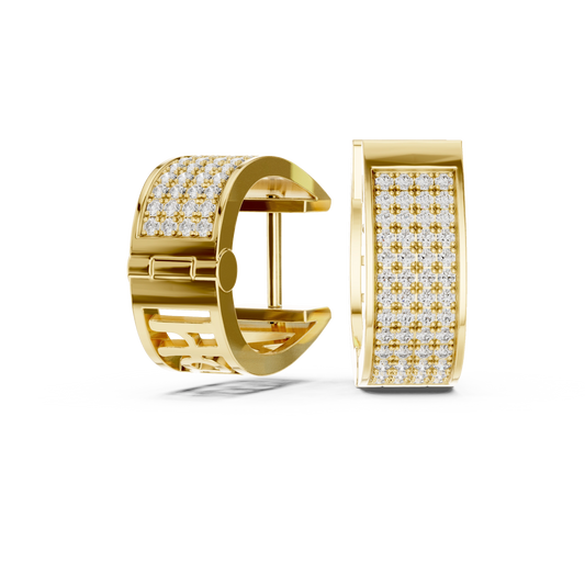 Luxe Wide Pave Panel Huggie Earrings