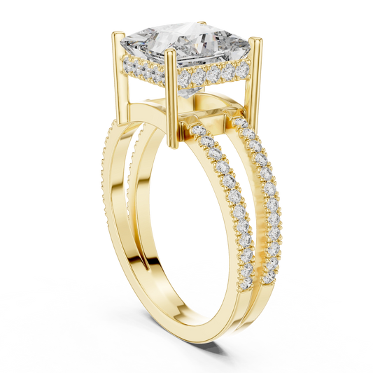 Aurevia Architectural Princess Split-Shank Diamond Ring