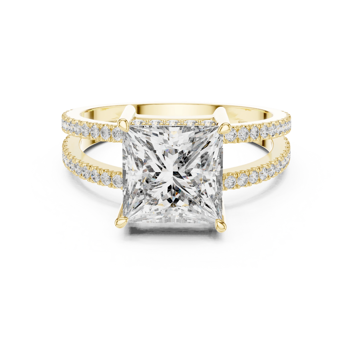 Aurevia Architectural Princess Split-Shank Diamond Ring