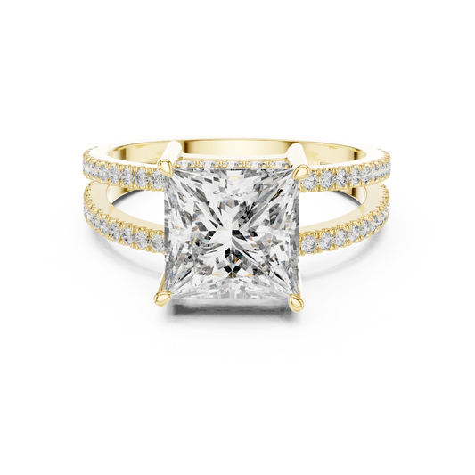 Aurevia Architectural Princess Split-Shank Diamond Ring