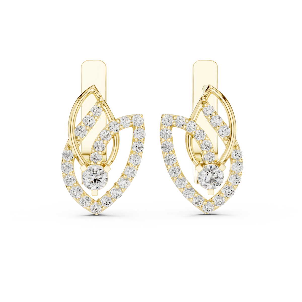 Aurevia Ethereal Interlaced Leaf Diamond Earrings
