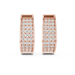 Aurevia Classic Triple-Row Pave Huggie Earrings