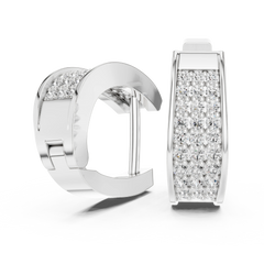 Aurevia Classic Triple-Row Pave Huggie Earrings