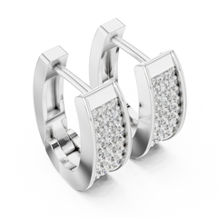 Aurevia Classic Triple-Row Pave Huggie Earrings