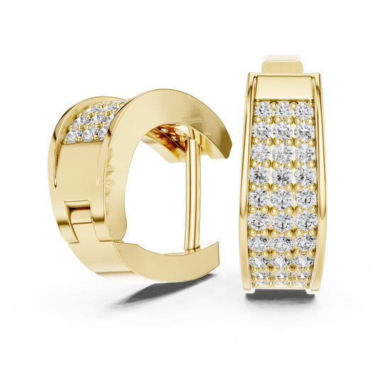 Classic Triple-Row Pave Huggie Earrings