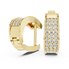 Aurevia Classic Triple-Row Pave Huggie Earrings