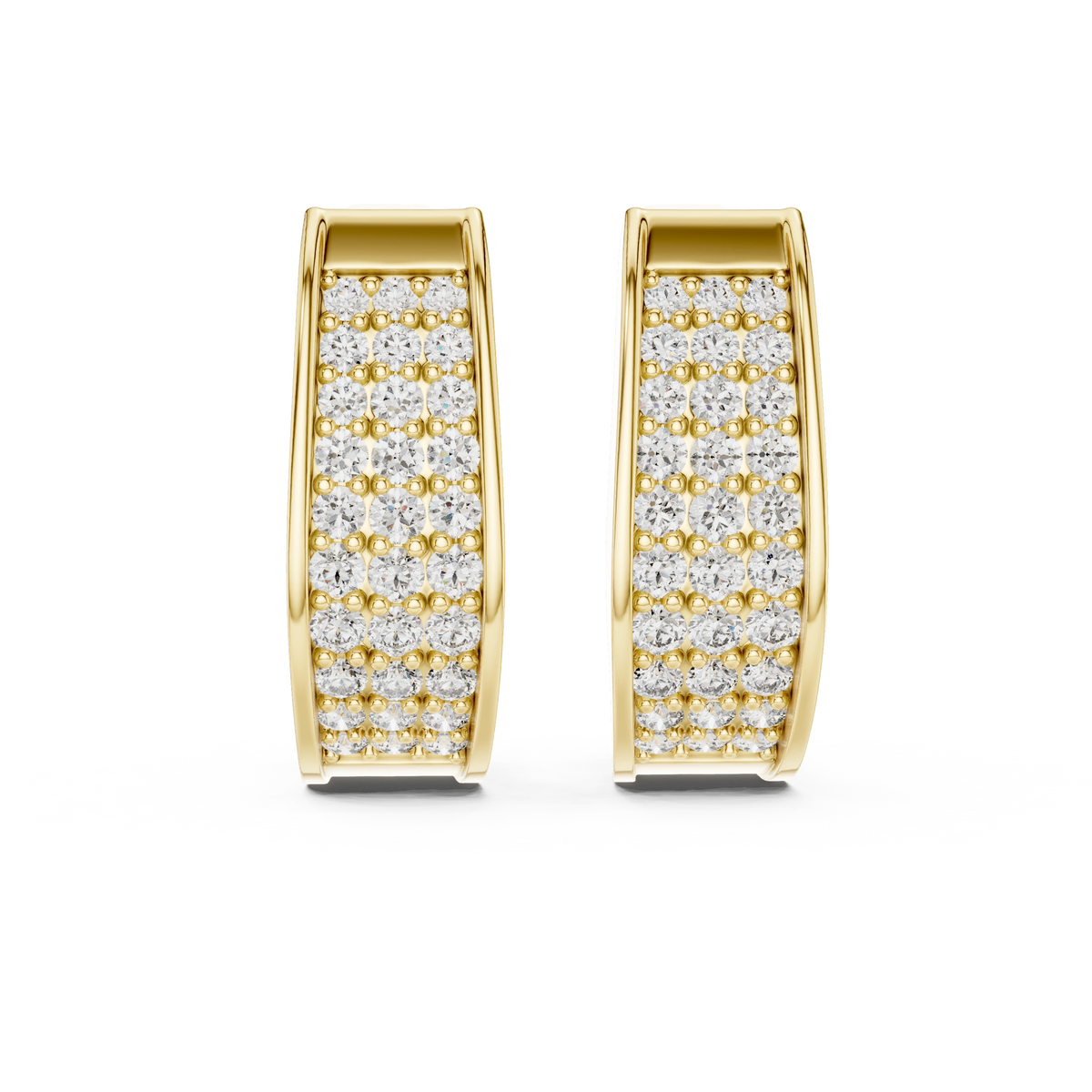 Aurevia Classic Triple-Row Pave Huggie Earrings