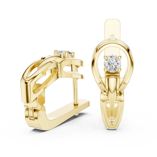 Modern Sculptural Floating Solitaire Earrings