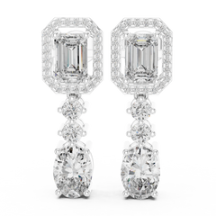 Aurevia Emerald & Oval Halo Drop Earrings