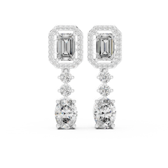 Aurevia Emerald & Oval Halo Drop Earrings