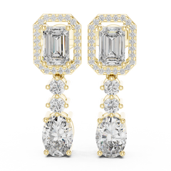 Aurevia Emerald & Oval Halo Drop Earrings