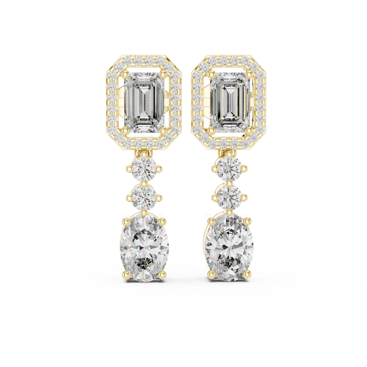 Aurevia Emerald & Oval Halo Drop Earrings