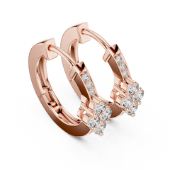Aurevia Floral Cluster Diamond Huggie Earrings