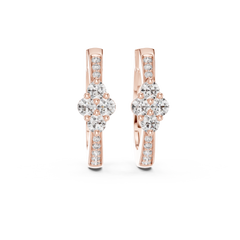 Aurevia Floral Cluster Diamond Huggie Earrings