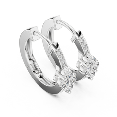 Aurevia Floral Cluster Diamond Huggie Earrings