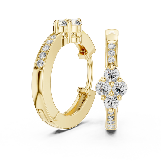 Floral Cluster Diamond Huggie Earrings