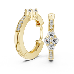 Aurevia Floral Cluster Diamond Huggie Earrings