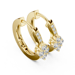 Aurevia Floral Cluster Diamond Huggie Earrings