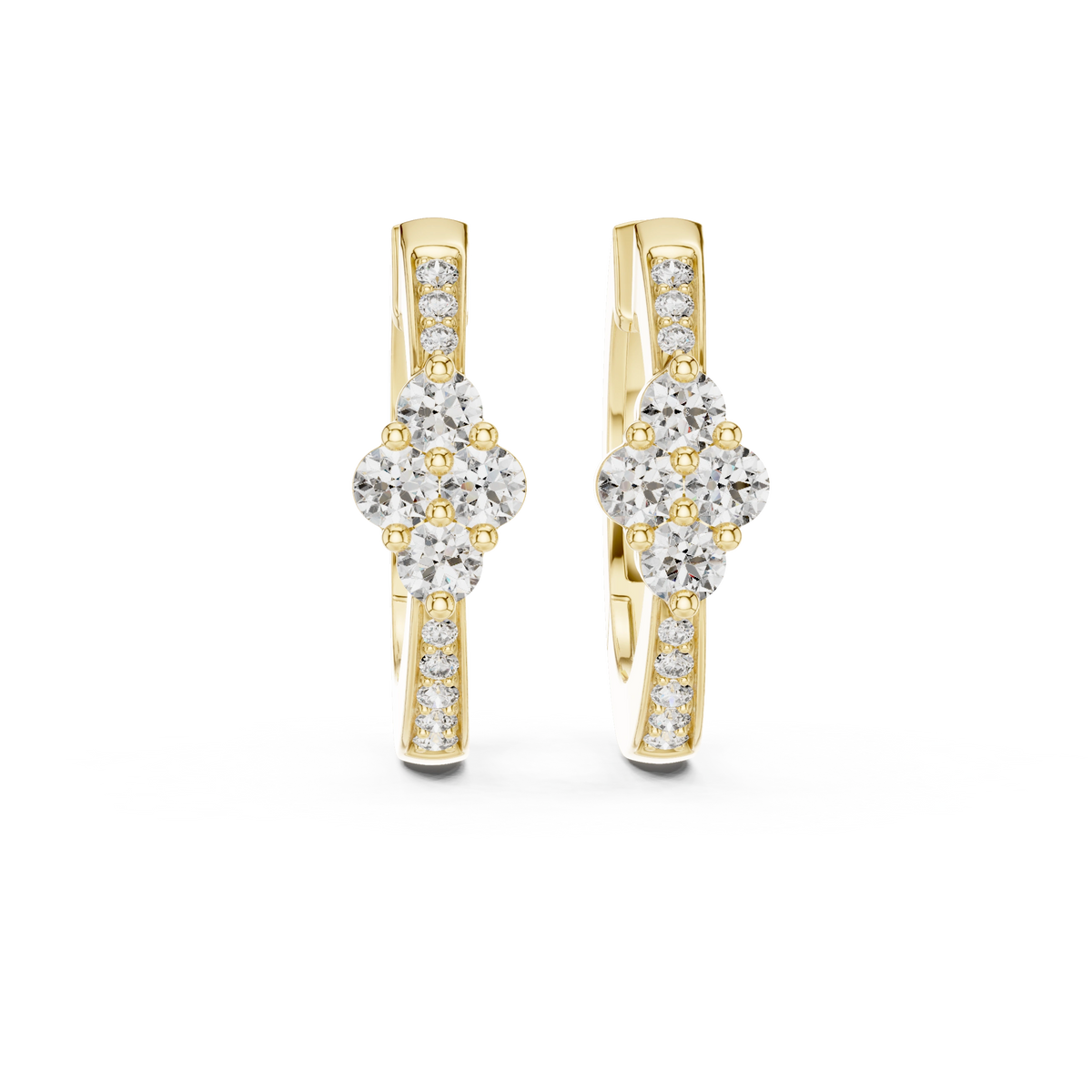 Aurevia Floral Cluster Diamond Huggie Earrings
