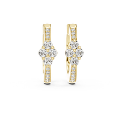 Aurevia Floral Cluster Diamond Huggie Earrings