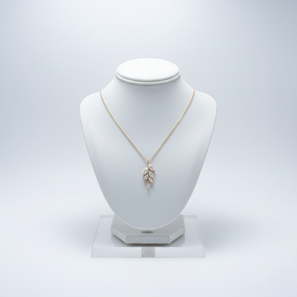 The "Willow" Diamond Leaf Pendant Necklace. #AJNK00004
