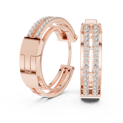 Aurevia Modern Dual-Row Ladder Huggie Earrings